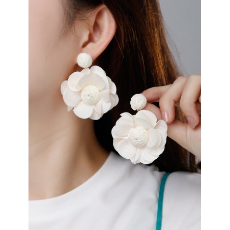 1 paire Fleur Pendre Boucles D'oreilles Bohème Été Raphia Pendre Boucles D'oreilles Fleuri Pétale Pendants D'oreilles style Déclaration Boucle D'oreille Pour Femme Fille - 17931814