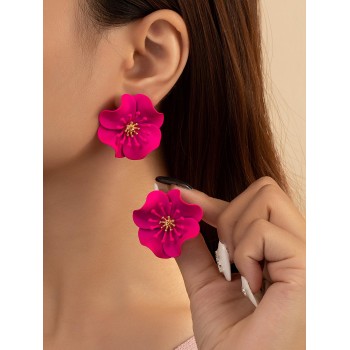 1 paire Boucles D'oreilles Charmant À La Mode Minimaliste Été Vacances style Design Fleur Émail - 17258576