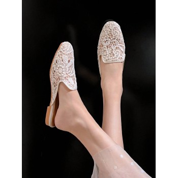 Femme Chaussures plates à broderie avec tulle mode - 15337968