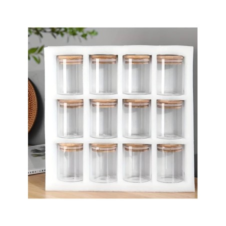 1 pièce/ensemble de 12 bocaux de rangement en verre, conteneur de stockage alimentaire avec couvercle de bambou scellé, pot transparent portable pour thé, grains de café, sucre, bonbons, biscuits, épices, fournitures de cuisine à domicile - 19600361