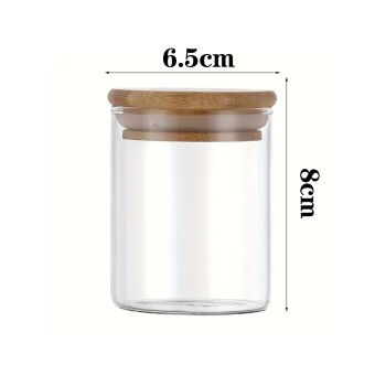 1 pièce/ensemble de 12 bocaux de rangement en verre, conteneur de stockage alimentaire avec couvercle de bambou scellé, pot transparent portable pour thé, grains de café, sucre, bonbons, biscuits, épices, fournitures de cuisine à domicile - 19600361