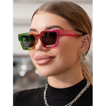 Lunettes de soleil rétro carrées en plastique décoratif, accessoires de plage unisexes boho - 30262111