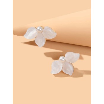 Boucles D'oreilles Décoratives De Fausses Perles Et De Fleurs - 3125817