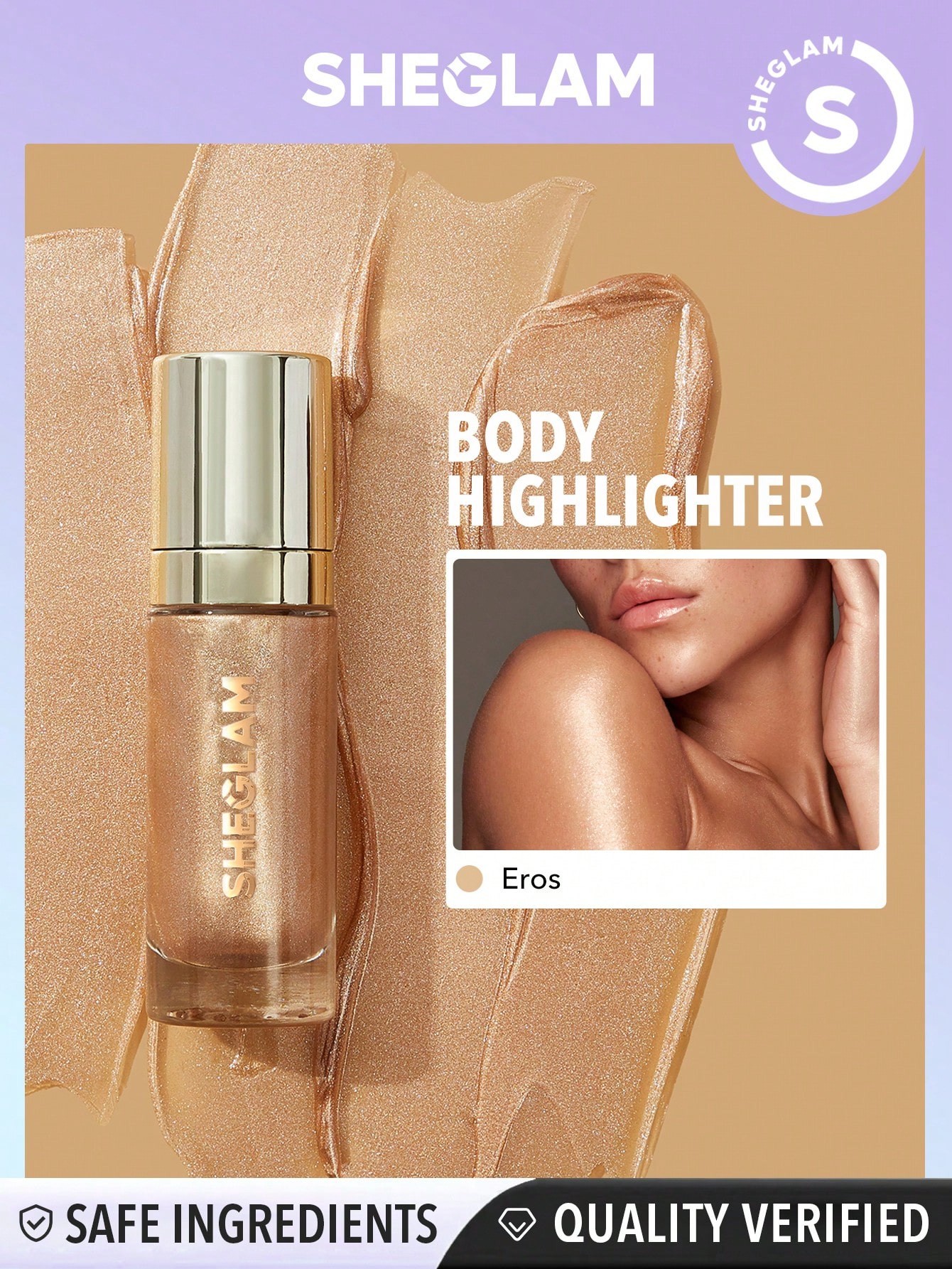 SHEGLAM Sunkissed Body Highlighter - Eros Highlighter Liquide Liquide Scintillant À Porter Longtemps, Corps Éclaircissant Et Brillant - 1230504