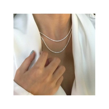 2 pièces/ensemble, 1 pièce Collier ras du cou avec étoiles brillantes + 1 pièce bracelet, matériau en alliage plaqué sous vide, convient pour les rendez-vous en couple - 34611551