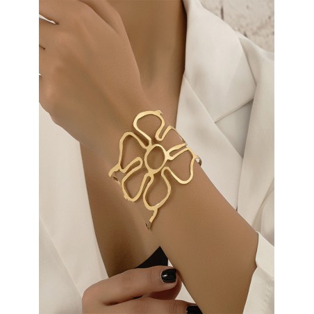 1 pièce Bracelet À La Mode En Acier Inoxydable À Fleur Pour Femme Pour Décoration Quotidienne - 13996479