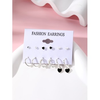 12 Pièces Été Mignon Et Simple Style En Forme D'étoile Et En Forme De Coeur Boucles D'oreilles Pendantes Adaptées À L'usure Quotidienne Des Dames - 20850677