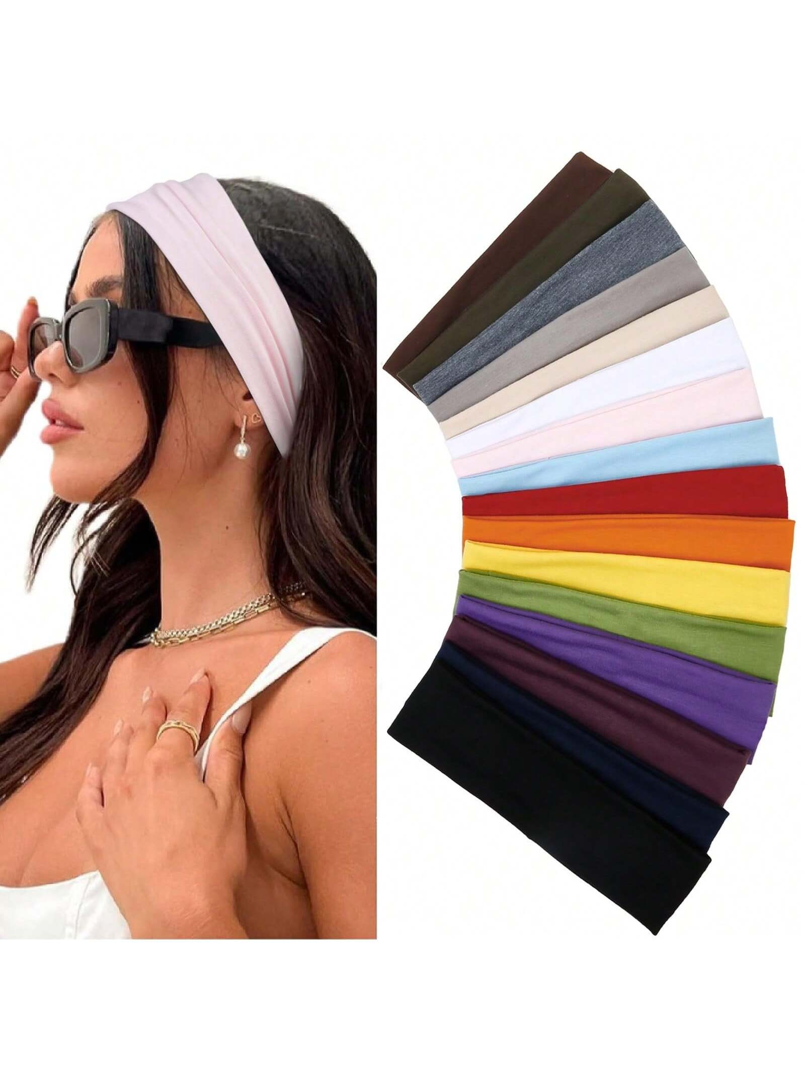 8Pcs RandomHeadbands pour femmes sans glissement - Bandes de cheveux de sport de mode pour les cheveux des femmes, bandeaux en tissu doux et extensible pour les femmes pour l\"entraînement, le yoga et la course à pied - 31185177