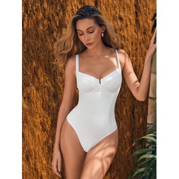 SHEIN Swim Chicsea Maillot De Bain Une Pièce Push-Up Unicolore À Armature - 24922433