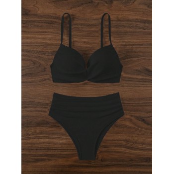 SHEIN Swim Ensemble De Bikini Avec Décolleté En V, Bretelles Fines Et Taille Haute - 30582129