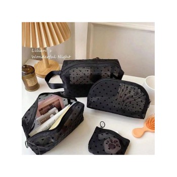 Un Sac De Rangement De Maquillage En Maille Portable Plein D'amour, Un Sac De Maquillage En Maille Ins Simplifiant Le Sac De Maquillage En Forme De Co ment De Cosmétiques - 26871052