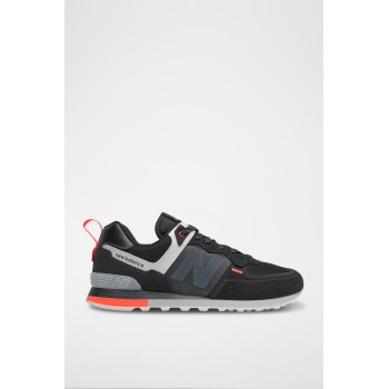 Sneakers en nubuck 574 - Noir et orange - 02 - 30516964