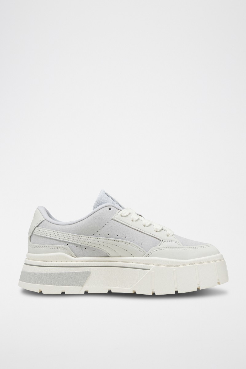 Sneakers plateformes en cuir Mayze Stack Selflove - Blanc et gris - 02 - 31109414