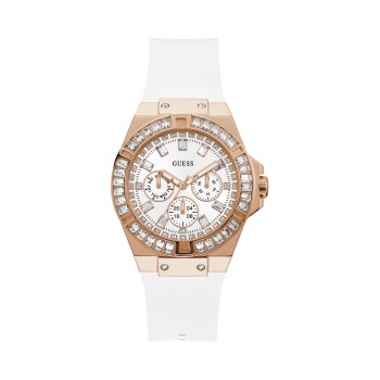 Montre à quartz en silicone - Blanc et doré rose - 02 - 30516864