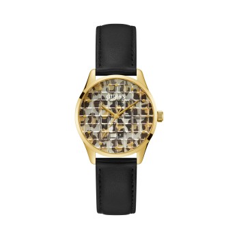 Montre à quartz en cuir - Noir et doré - 02 - 30516872