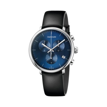 Montre à quartz en cuir - Chronographe - Noir et argenté  - 02 - 30404991