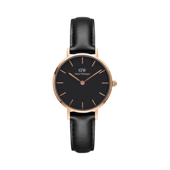 Montre à quartz en cuir Sheffield - 28 mm - Noir et doré rose - 02 - 31107841