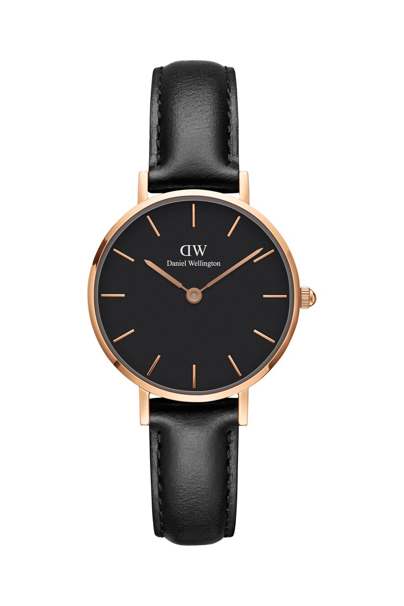 Montre à quartz en cuir Sheffield - 28 mm - Noir et doré rose - 02 - 31107841