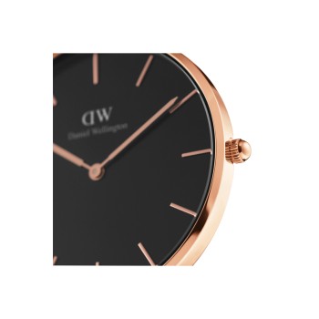 Montre à quartz en cuir Sheffield - 28 mm - Noir et doré rose - 02 - 31107841