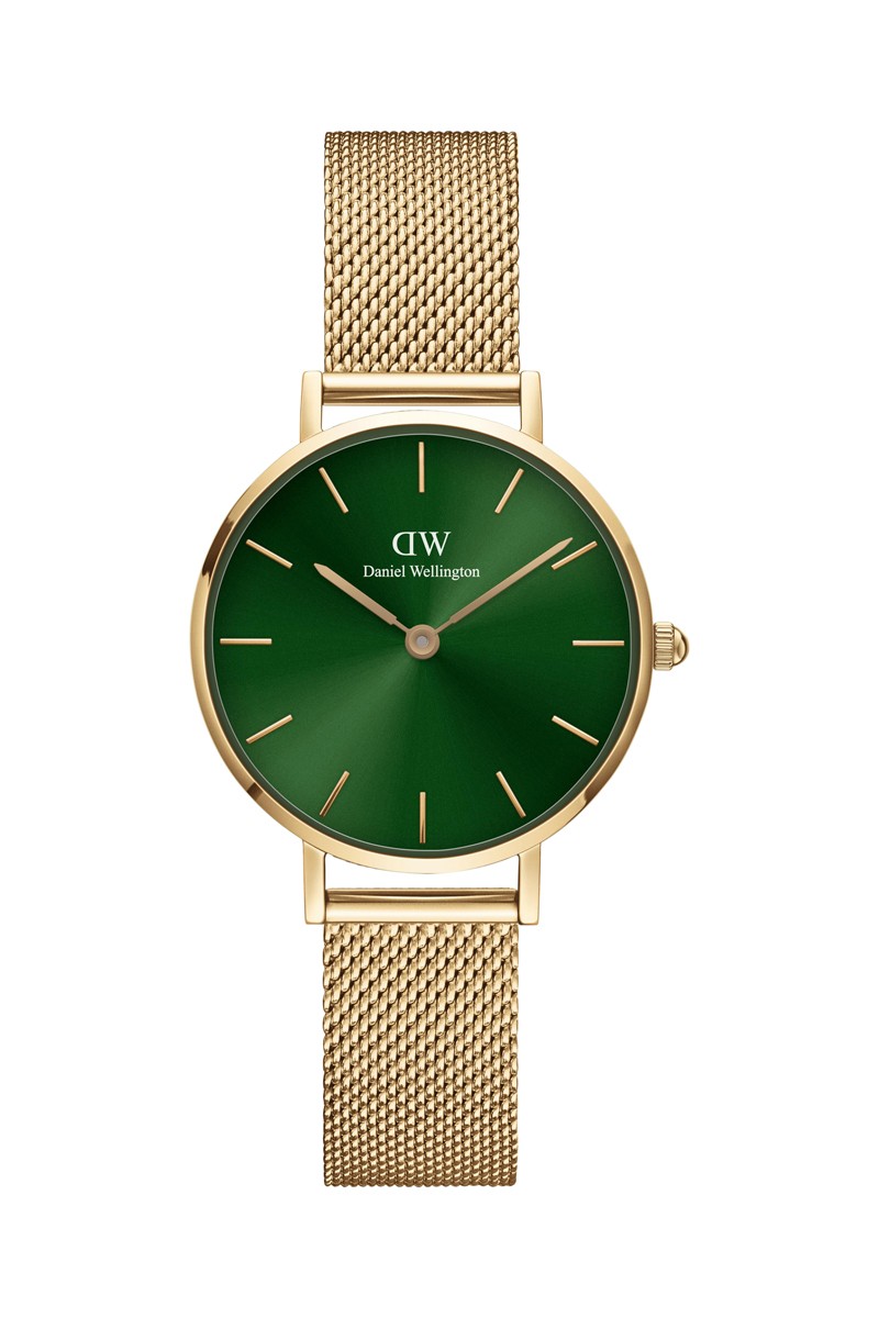 Montre à quartz en acier Emerald - 28 mm - Doré et vert - 02 - 31107842