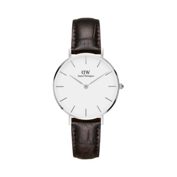 Montre à quartz en cuir York - 32 mm - Marron foncé et argenté - 02 - 31107843