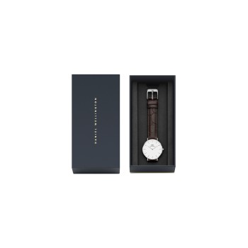 Montre à quartz en cuir York - 32 mm - Marron foncé et argenté - 02 - 31107843