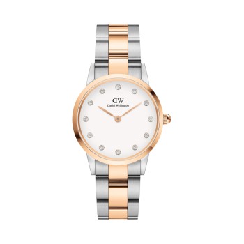 Montre à quartz en acier Lumine - 28 mm - Argenté et doré rose - 02 - 31107846