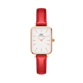 Montre en cuir Pressed Suffolk - 20 x 26 mm - Rouge et doré rose - 02 - 31698809