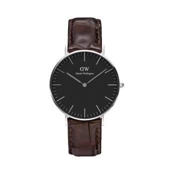 Montre en cuir York - 36 mm - Marron et argenté - 02 - 31698815