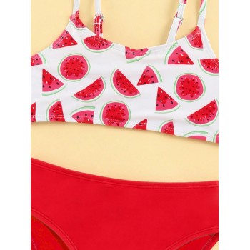 Ensemble Bikini À Imprimé Pastèque Pour Jeune Fille Avec Couverture - 14930053