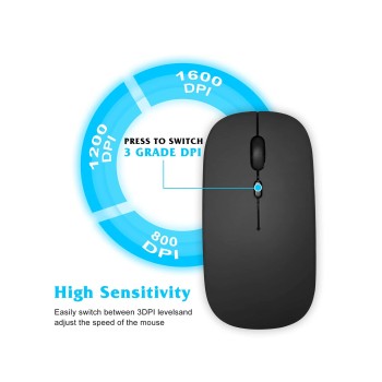 Souris Sans Fil Pour Ordinateur Portable/macbook/ipad/iphone (ios13.1.2 Et Ultérieure), Mini Souris Silencieuse Compatible Avec Android/windows/linux (noir) - 29471437