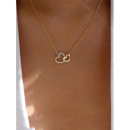 Collier de clavicule incrusté de strass en forme de cœur entrelacé, style tendance simple et élégant, meilleur cadeau pour les amis - 29544623