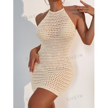 SHEIN Swim Robe De Plage Ajouré Ras-Du-Cou - 13538043