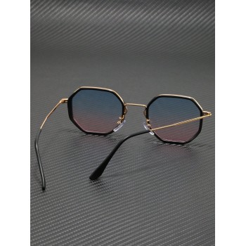 1 pièce Lunettes de soleil polygonales métalliques pour femme avec couleur dégradée, design élégant pour une protection solaire quotidienne et une mode tendance - 26195409