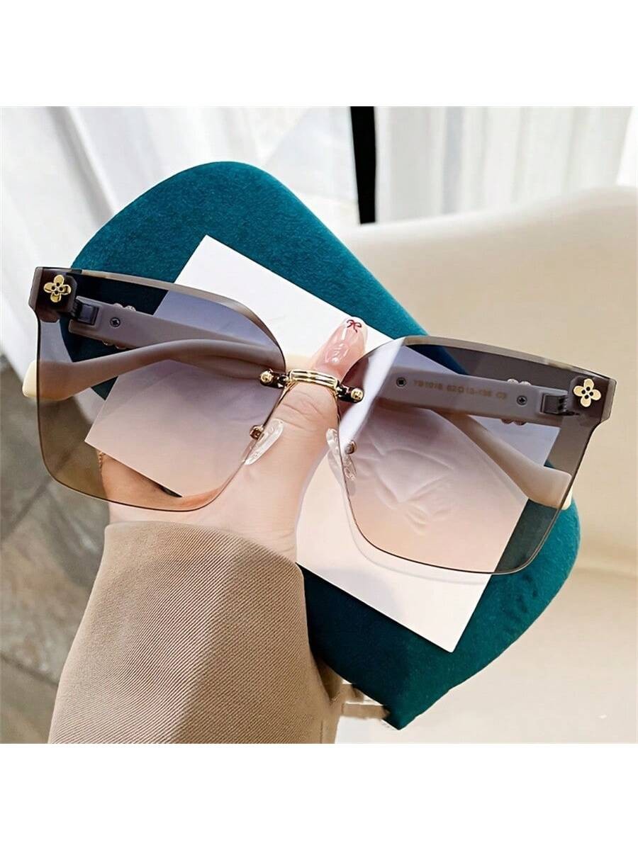 1 pièce Lunettes de mode pour femmes légères et luxueuses de haute qualité, sans monture avec teinte dégradée multicolore sur les bords - 35910685