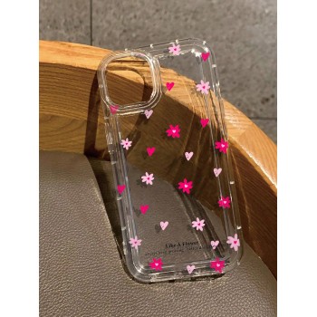 Étui transparent à motif de fleurs roses et cœur compatible avec l'iPhone11/12/13/14/15/15pro/15 Plus/15 Promax/7plus/8plus/X/Xs Max /Xr/11pro/12pro/1 /8/Se&Samsung Galaxy /A54/A14/A12/A13/A15/A32/A33/A24/A52S/S20/S21/S22/S23/S24/S23Plus/S24ultra - 33709959