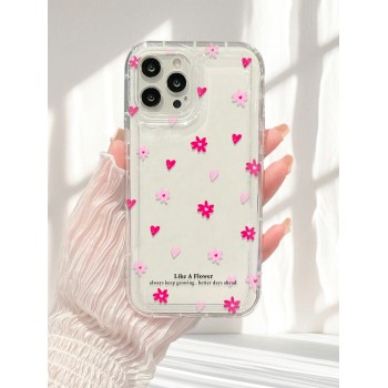 Étui transparent à motif de fleurs roses et cœur compatible avec l'iPhone11/12/13/14/15/15pro/15 Plus/15 Promax/7plus/8plus/X/Xs Max /Xr/11pro/12pro/1 /8/Se&Samsung Galaxy /A54/A14/A12/A13/A15/A32/A33/A24/A52S/S20/S21/S22/S23/S24/S23Plus/S24ultra - 33709959