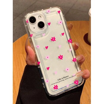 Étui transparent à motif de fleurs roses et cœur compatible avec l'iPhone11/12/13/14/15/15pro/15 Plus/15 Promax/7plus/8plus/X/Xs Max /Xr/11pro/12pro/1 /8/Se&Samsung Galaxy /A54/A14/A12/A13/A15/A32/A33/A24/A52S/S20/S21/S22/S23/S24/S23Plus/S24ultra - 33709959