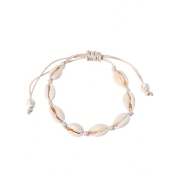 1 pièce Bracelet à chaîne à la mode à détail coquille réglable pour femme pour fête de plage - 14943246