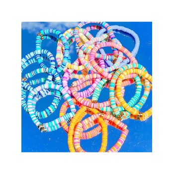 17 Pièces Bracelets De Surfer Heishi Pour Femmes, Bracelets Élastiques Extensibles En Perles D'argile De Disque En Vinyle Arc-en-ciel Empilables, Bracelets D'amitié Superposés De Style Bohème Pour La Plage Ou L'été - 32098869