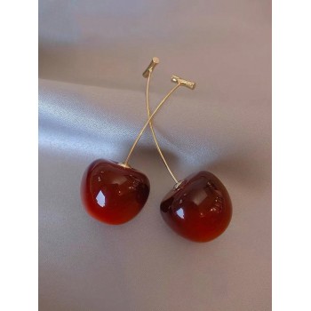 1 paire de boucles d'oreilles pendantes en forme de cerise douces et fraîches, adaptées pour un usage quotidien et des fêtes pour les femmes - 34962535