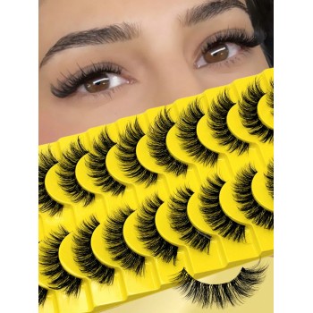 10 Paires De Cils De Bande Russe Naturels, Cils De Vison Doux Et Moelleux 3d, Faux Cils Russe Volumineux, Faux Cils Spectaculaires En Désordre De Viso  Et Donner Du Volume À L'angle Extérieur De Vos Yeux Maquillage De Beauté - 24857817