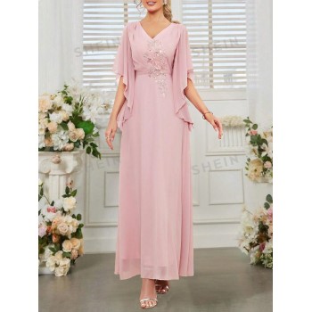 SHEIN Belle Robe De Demoiselle D'honneur Avec Applique Élégante Et Romantique - 30084790