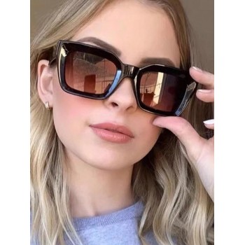 1 pièce Lunettes de soleil en plastique carrées et cloutées de style coréen pour femmes/hommes, parfaites pour les activités en plein air, les vacance leil de plage - 33922515