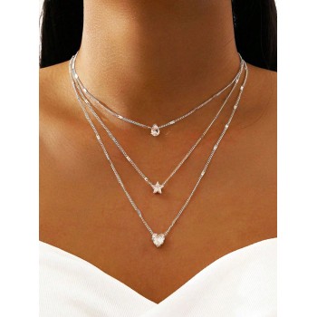 1 pièce Collier pendentif en forme de cœur à la mode avec étoiles et strass pour femmes, adapté pour les vacances, les soirées, les rendez-vous et le port quotidien - 36089841