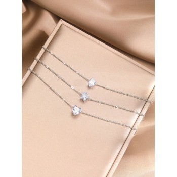 1 pièce Collier pendentif en forme de cœur à la mode avec étoiles et strass pour femmes, adapté pour les vacances, les soirées, les rendez-vous et le port quotidien - 36089841