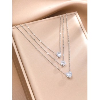 1 pièce Collier pendentif en forme de cœur à la mode avec étoiles et strass pour femmes, adapté pour les vacances, les soirées, les rendez-vous et le port quotidien - 36089841