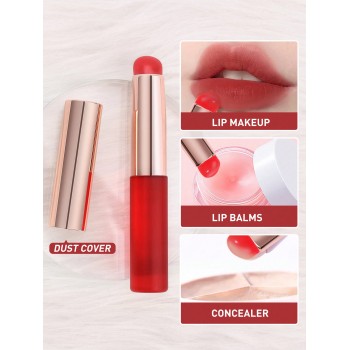 Nouvel Ensemble D'outils De Pinceaux De Maquillage En Silicone En Rouge, 1 Pièce D'outil De Beauté Multifonctionnel Portable Accessible Par Le Doigt Avec Couverture, Facile À Nettoyer, Pour Rouge À Lèvres, Cache-cernes, Détail Et Estompage - 29009971