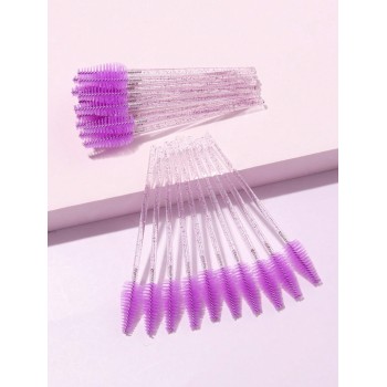 20 pièces/set Jetable Cristal Poignée Violet Brosse À Cils , Sourcils Peigne , Pinceau Pour Lèvres & Pinceau Maquillage Pour Polyvalent Utiliser Noir Vendredi - 22547903