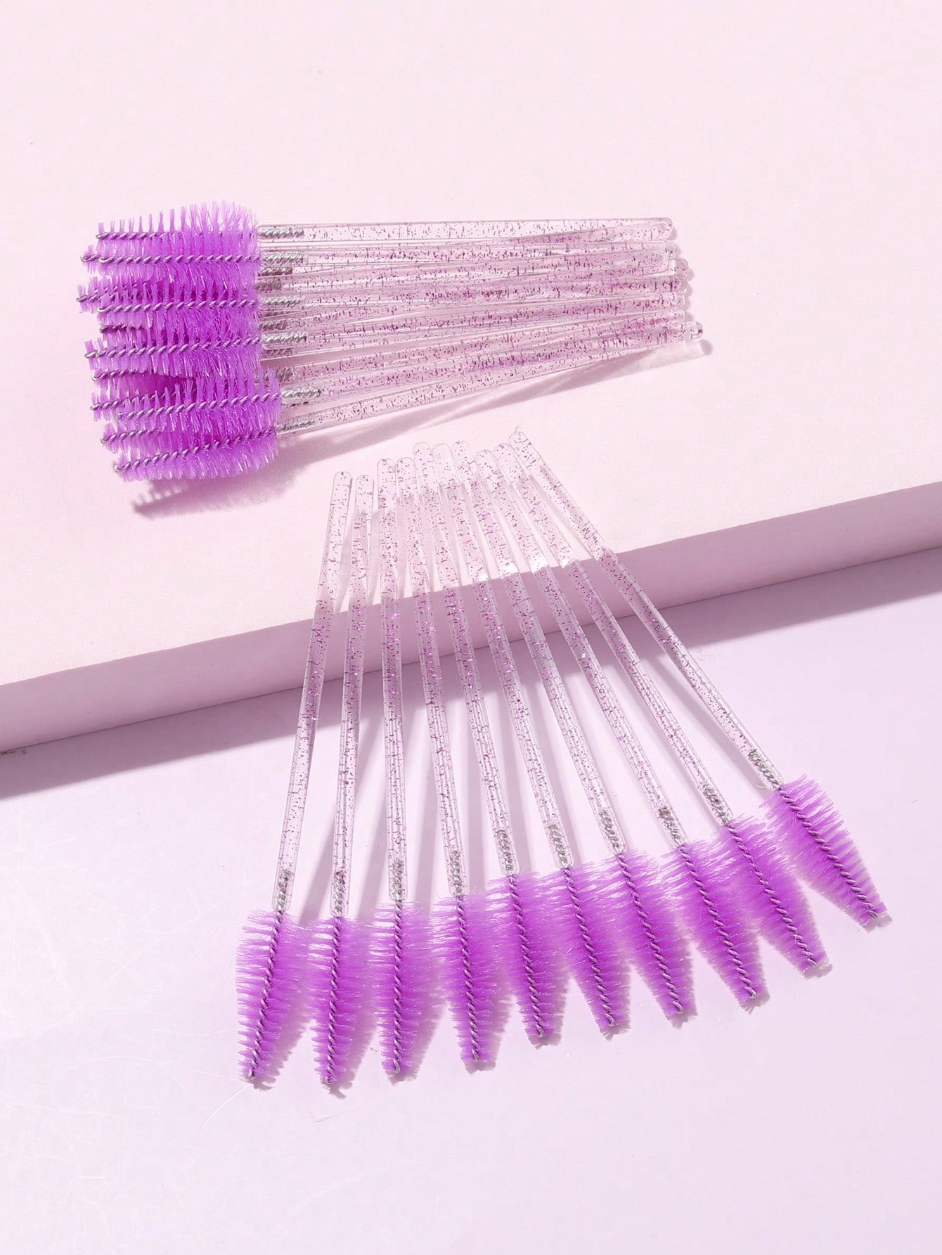 20 pièces/set Jetable Cristal Poignée Violet Brosse À Cils , Sourcils Peigne , Pinceau Pour Lèvres & Pinceau Maquillage Pour Polyvalent Utiliser Noir Vendredi - 22547903